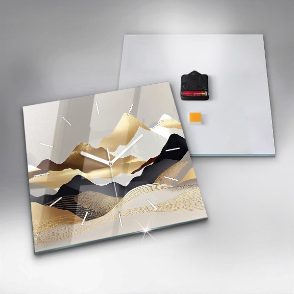 Reloj de pared cuadrado Abstractas montañas doradas