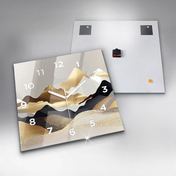 Reloj de pared cuadrado Abstractas montañas doradas