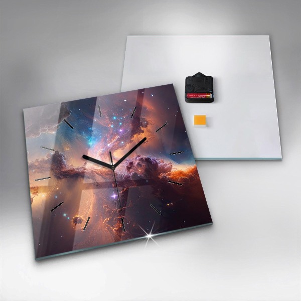 Reloj de pared cuadrado Mundo cósmico de estrellas