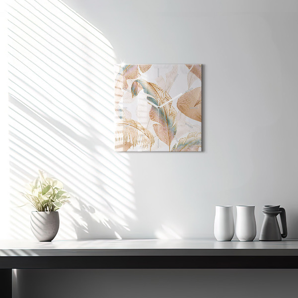 Reloj de pared cuadrado Naturaleza con hojas