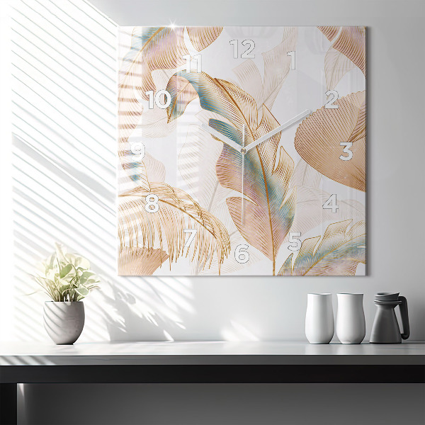 Reloj de pared cuadrado Naturaleza con hojas