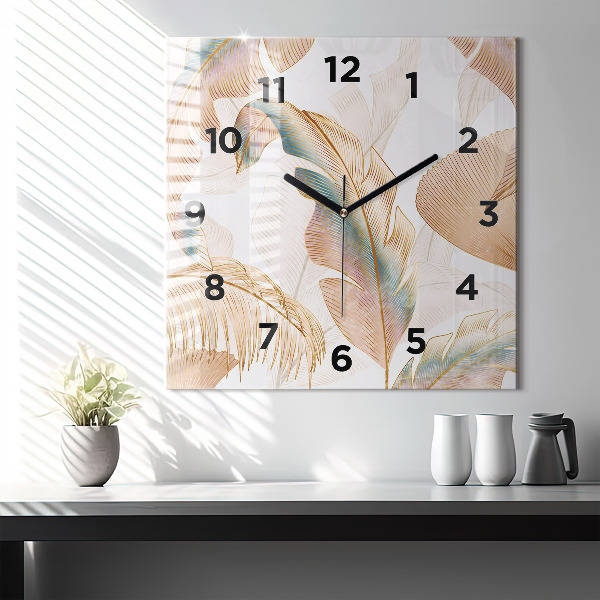 Reloj de pared cuadrado Naturaleza con hojas