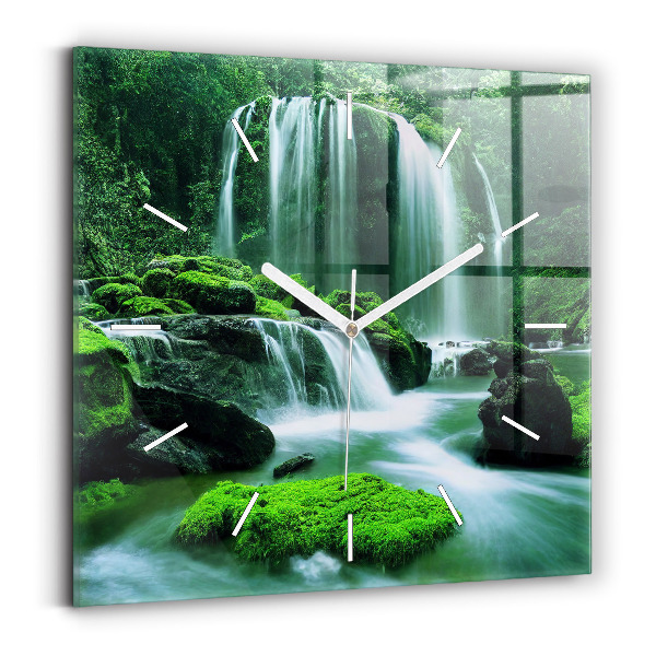 Reloj de pared cuadrado Cascada entre musgo