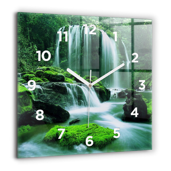 Reloj de pared cuadrado Cascada entre musgo