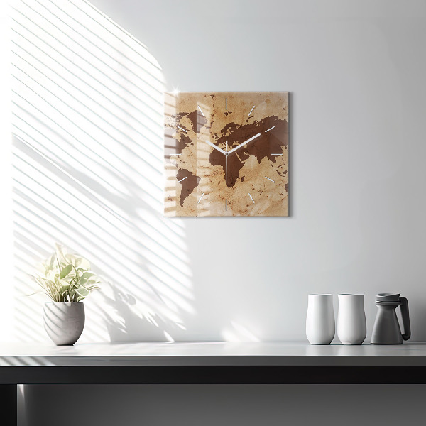 Reloj cuadrado Mapamundi vintage