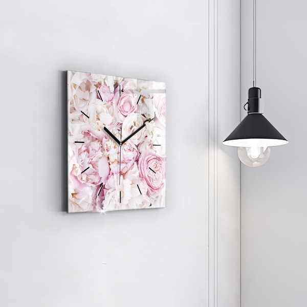 Reloj de pared cuadrado Flores decorativas