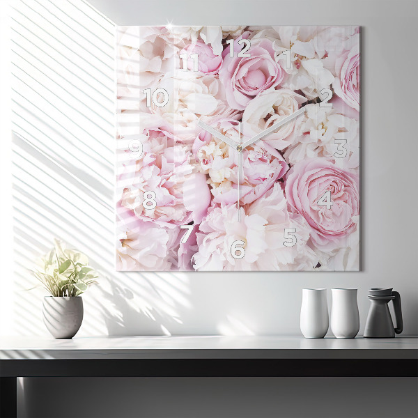 Reloj de pared cuadrado Flores decorativas