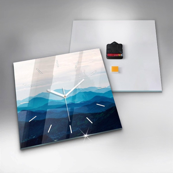 Reloj de pared cuadrado Montaña en acuarela