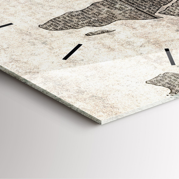 Reloj de pared cuadrado Periódico mapamundi