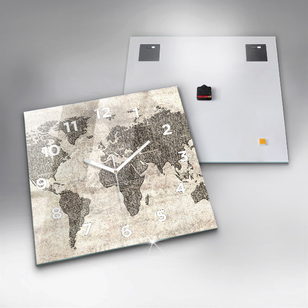 Reloj de pared cuadrado Periódico mapamundi