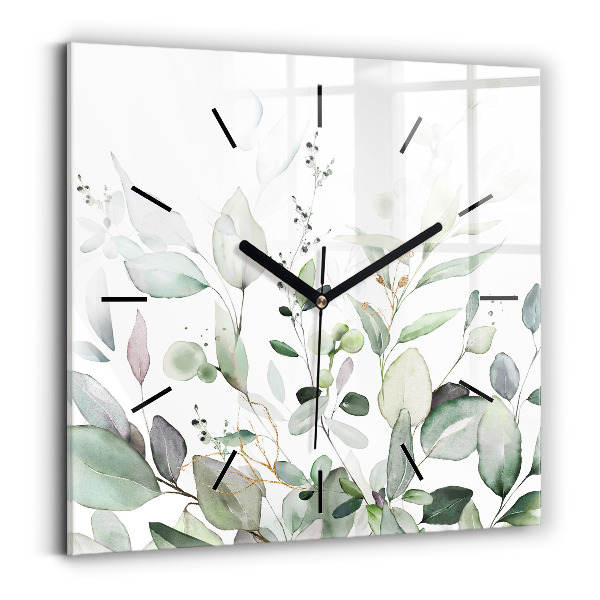 Reloj de pared cuadrado Plantas hojas