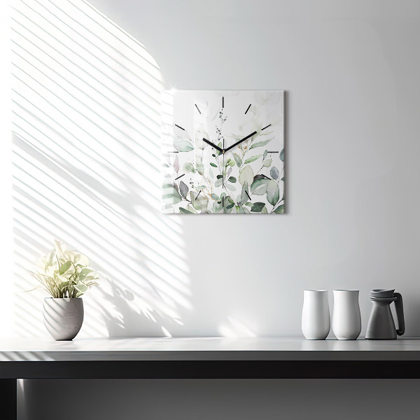 Reloj de pared cuadrado Plantas hojas