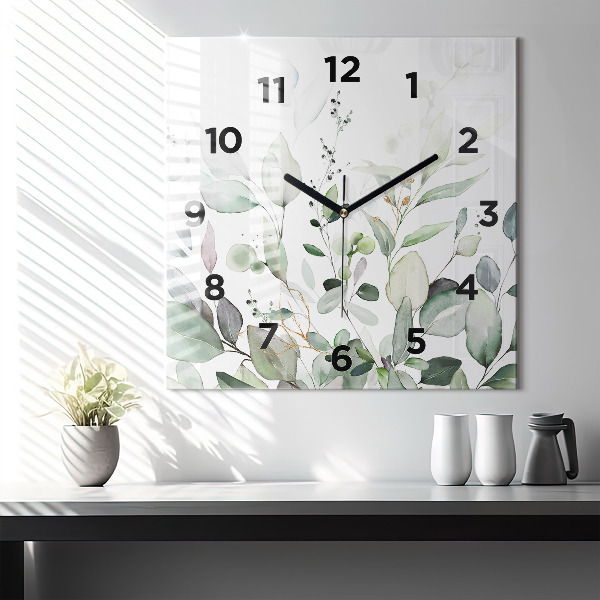 Reloj de pared cuadrado Plantas hojas