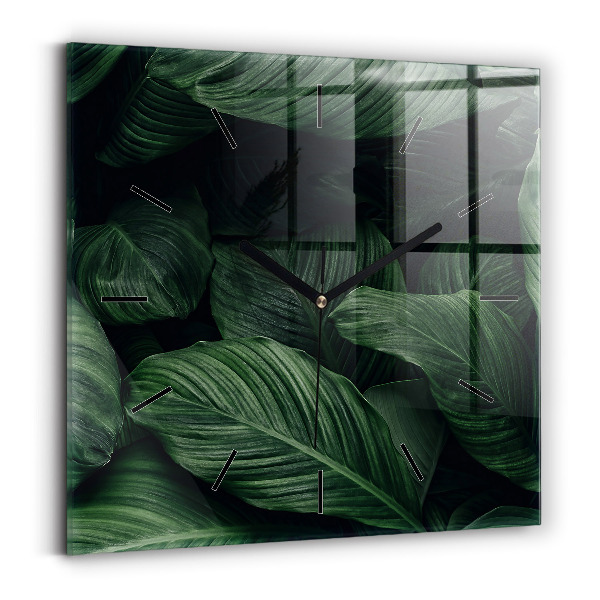 Reloj de pared cuadrado Monstera tropical