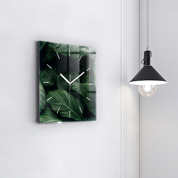 Reloj de pared cuadrado Monstera tropical