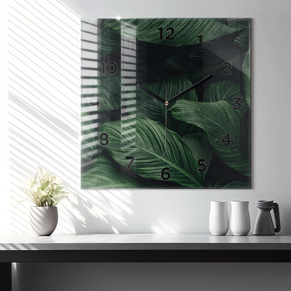 Reloj de pared cuadrado Monstera tropical