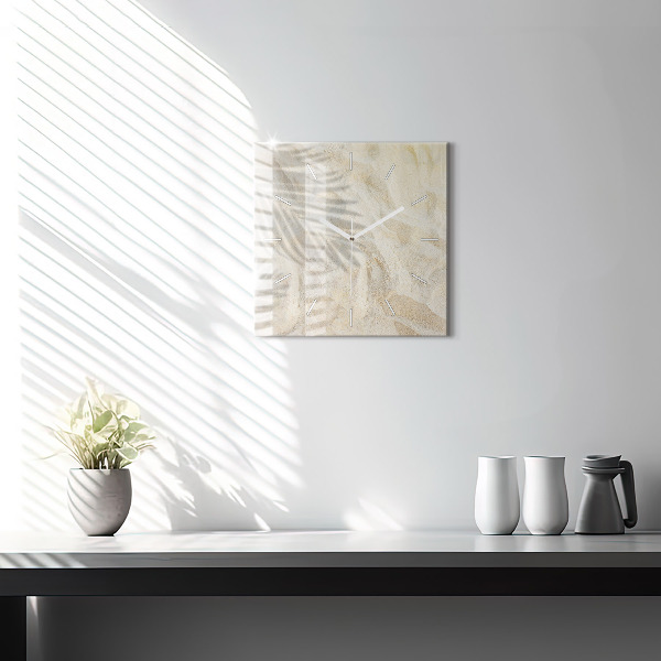 Reloj de pared cuadrado Sombra de una palmera Arena