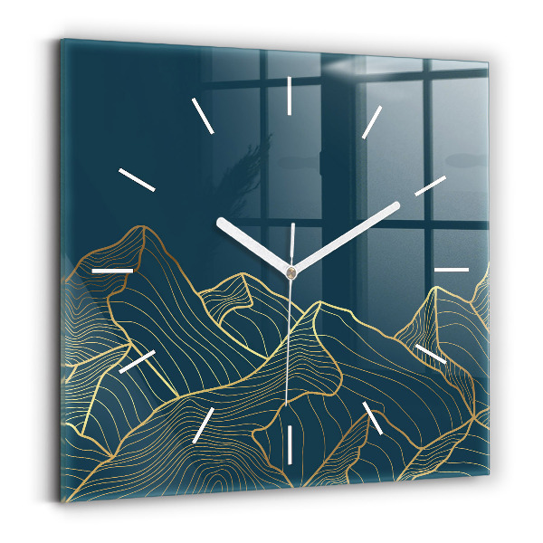 Reloj de pared cuadrado Bosquejo de montañas