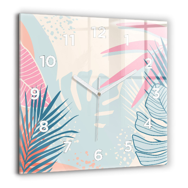Reloj de pared cuadrado Hojas pastel