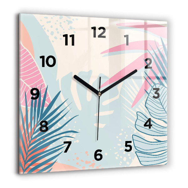 Reloj de pared cuadrado Hojas pastel