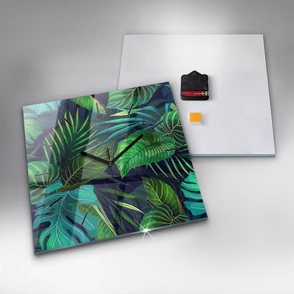 Reloj de pared cuadrado Hojas exóticas