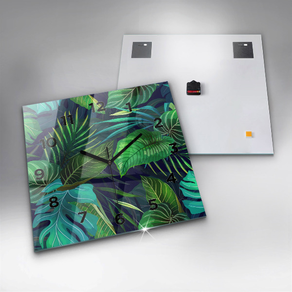 Reloj de pared cuadrado Hojas exóticas