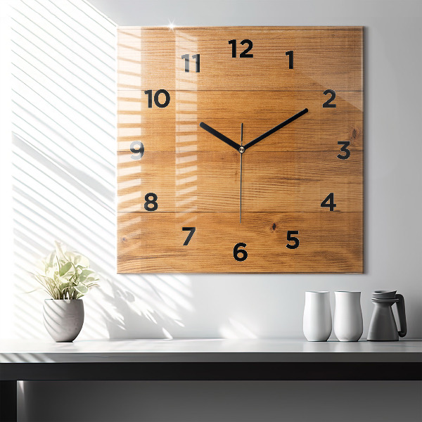 Reloj de pared cuadrado Tablas de madera