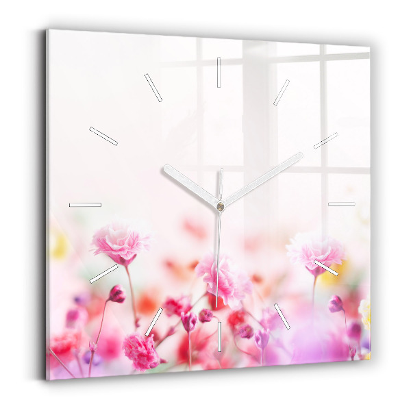 Reloj de pared cuadrado Flores en un prado
