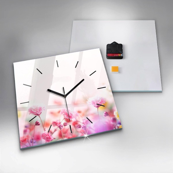Reloj de pared cuadrado Flores en un prado