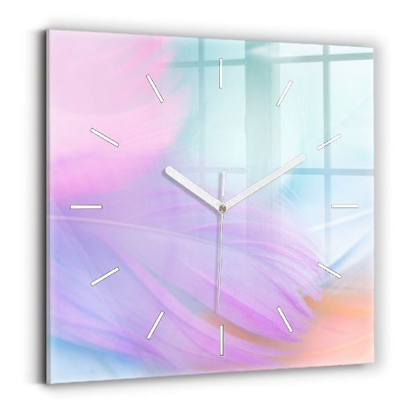 Reloj de pared cuadrado Plumas de colores
