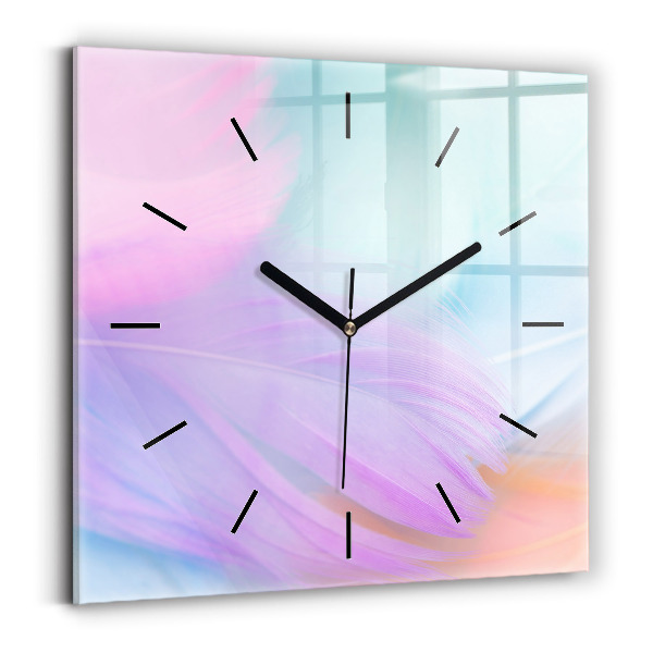 Reloj de pared cuadrado Plumas de colores