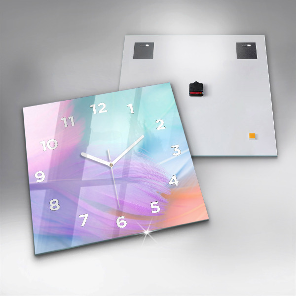 Reloj de pared cuadrado Plumas de colores