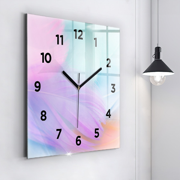 Reloj de pared cuadrado Plumas de colores