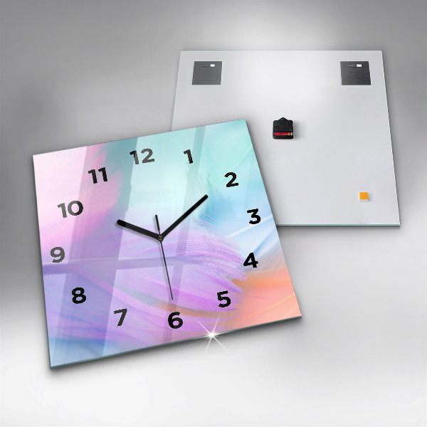 Reloj de pared cuadrado Plumas de colores