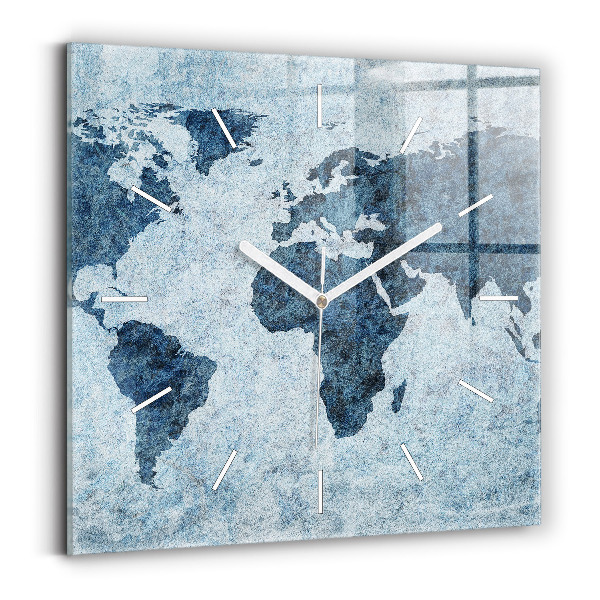 Reloj de pared cuadrado Mapamundi pintado