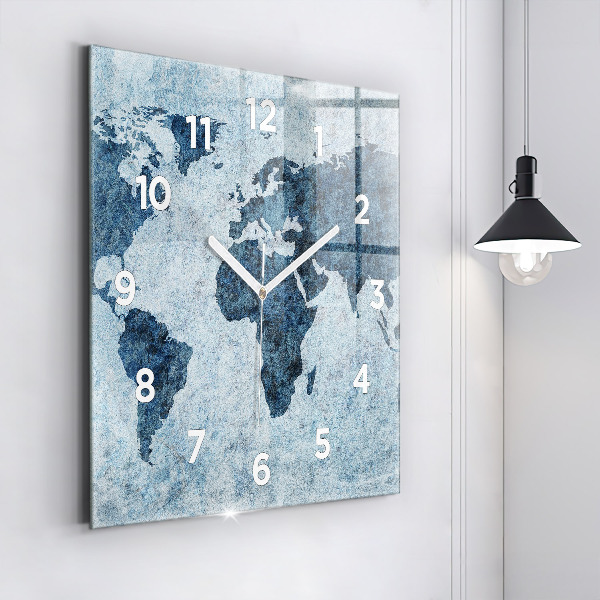 Reloj de pared cuadrado Mapamundi pintado