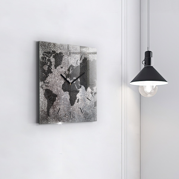 Reloj cuadrado Mapamundi de hormigón