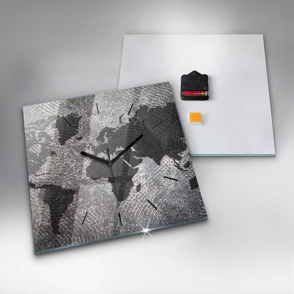 Reloj cuadrado Mapamundi de hormigón