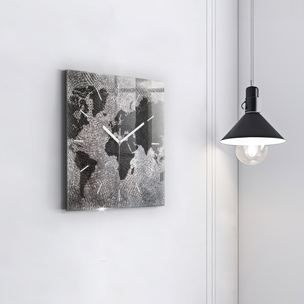 Reloj cuadrado Mapamundi de hormigón