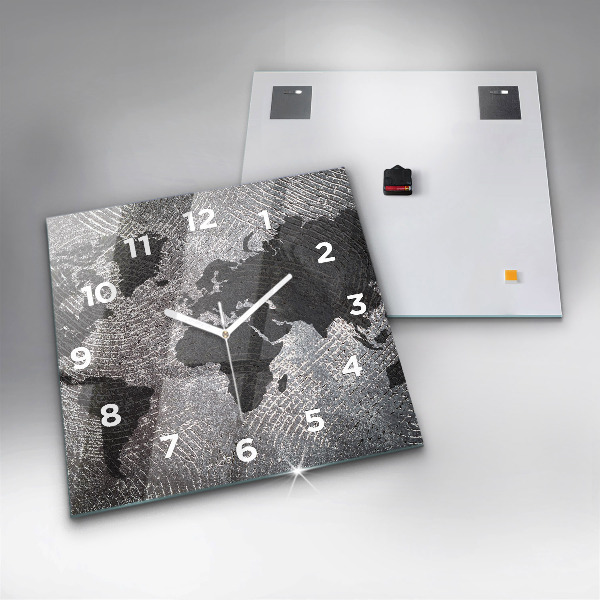 Reloj cuadrado Mapamundi de hormigón