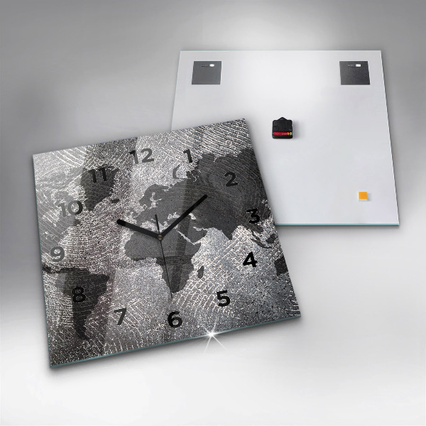 Reloj cuadrado Mapamundi de hormigón