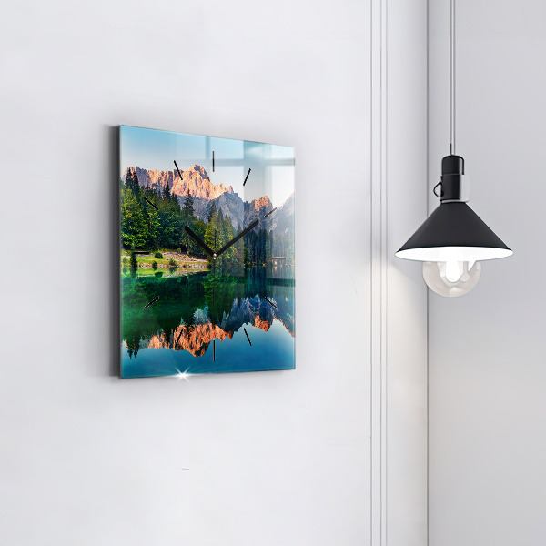 Reloj de pared cuadrado Paisaje lacustre