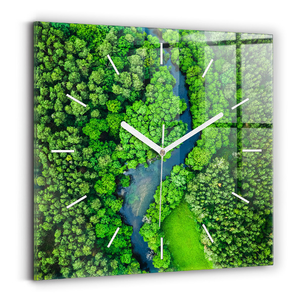 Reloj de pared cuadrado Río en el bosque