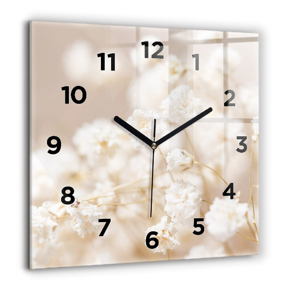 Reloj de pared cuadrado Pequeñas flores blancas