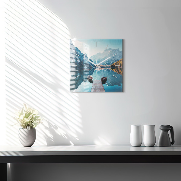 Reloj cuadrado Barcos en un lago