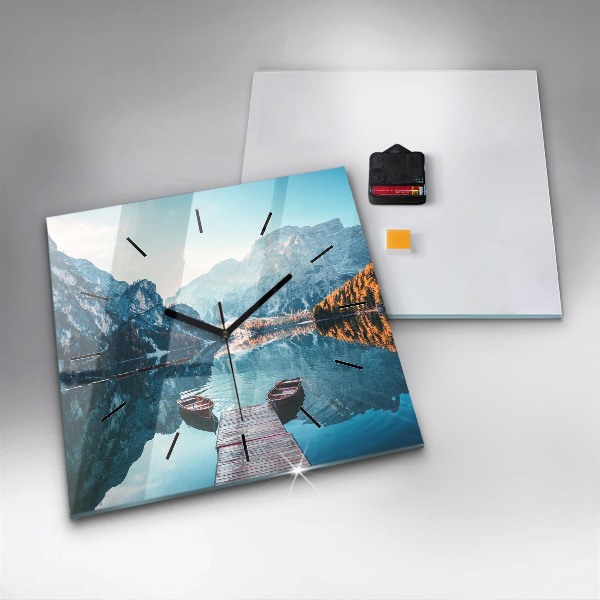 Reloj cuadrado Barcos en un lago