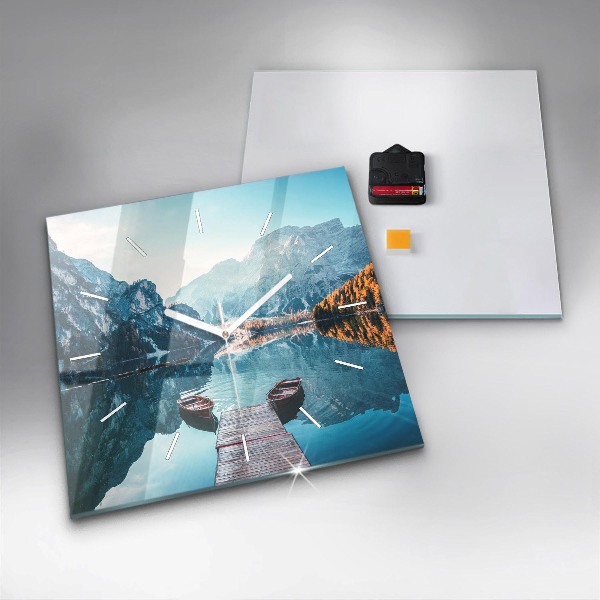 Reloj cuadrado Barcos en un lago