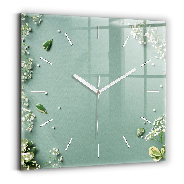 Reloj de pared cuadrado Flores delicadas