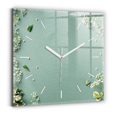 Reloj de pared cuadrado Flores delicadas