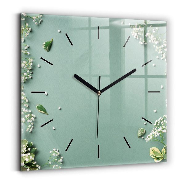Reloj de pared cuadrado Flores delicadas